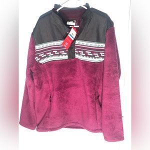 $229 Spyder Men’s Size XL Wyre Fleece Half Snap Pullover Jacket Raisin Purple